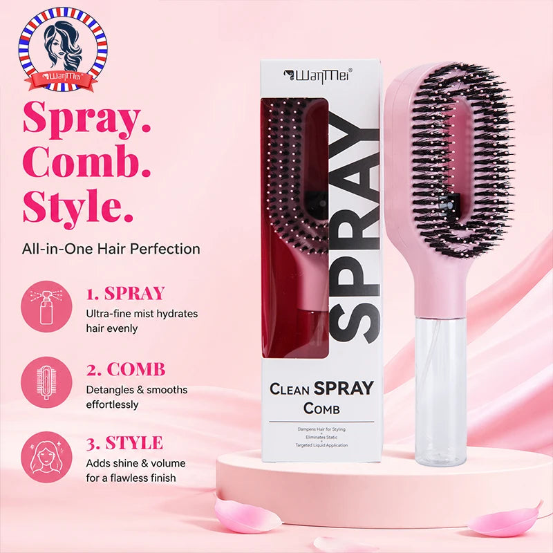 WANMEI 2-In-1 Multi-Functional Spray Bottle Comb,Christmas Gift,Wet Dry Scalp Massage Bristle Comb,Salon Fluffy Modeling Comb