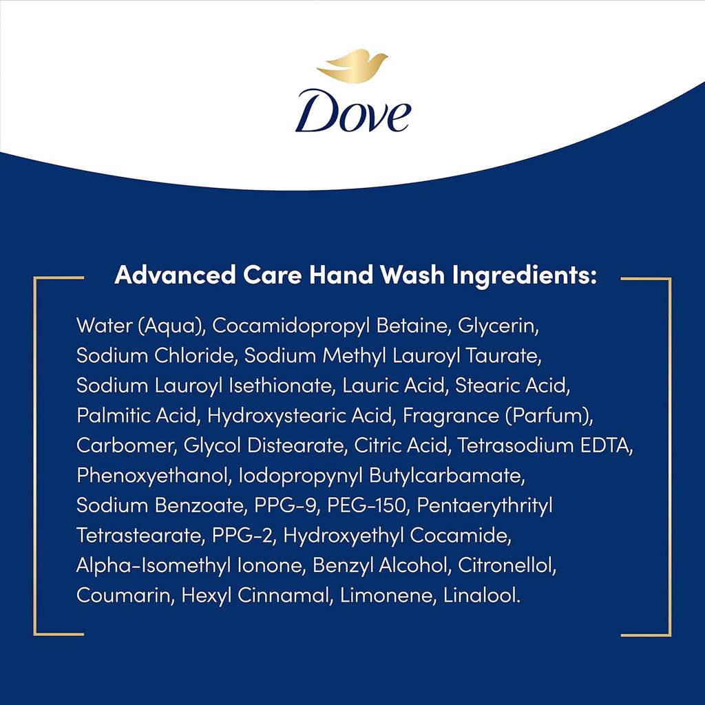 Dove Advanced Care Hand Wash Deep Moisture 4 Count for Soft, Smooth Skin, More Moisturizers than the Leading Ordinary Hand Soap, 12 Oz