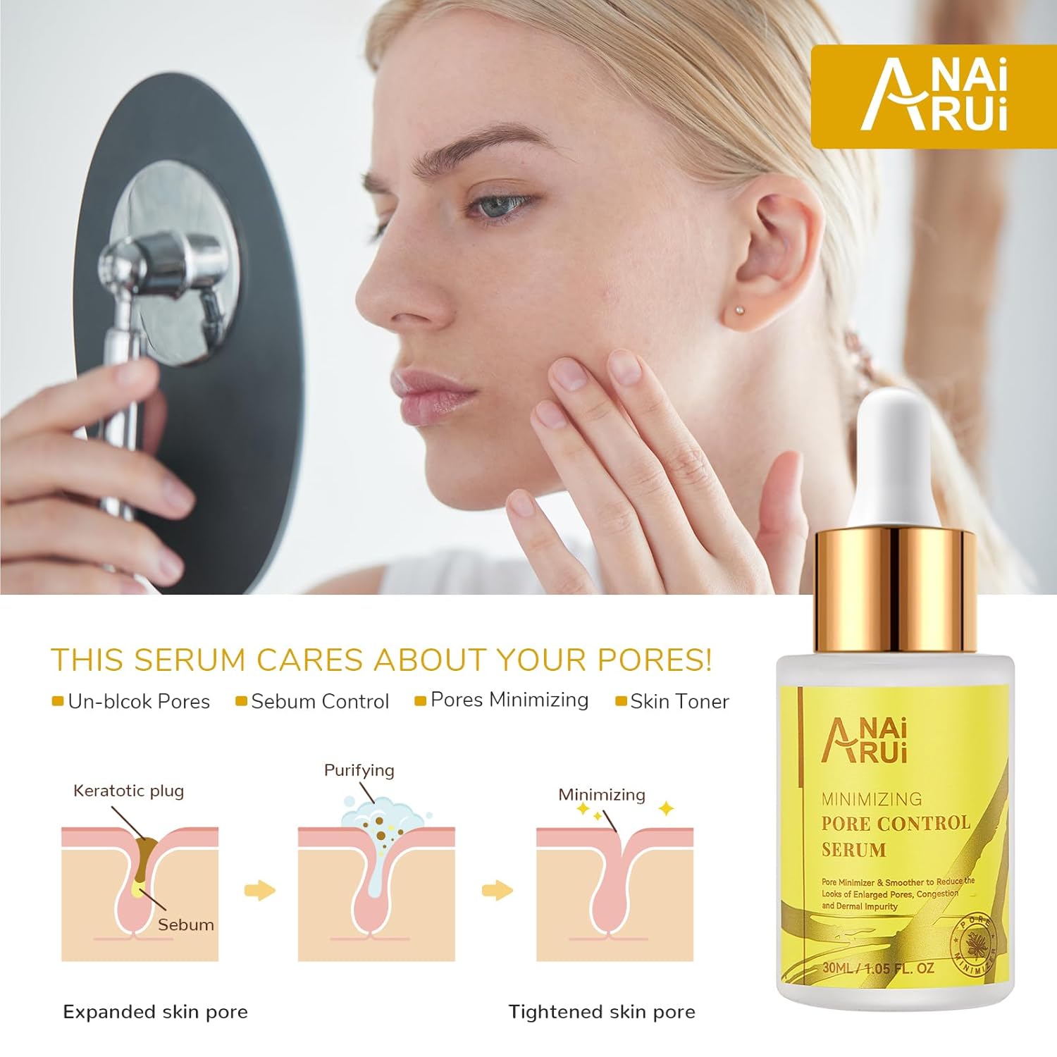 Pore Minimizer Serum, Pore Minimizer for Face, Pore Control,Minimizing, Shrinking, Tightening Pores, Refine Skin Texture 1 Fl.Oz