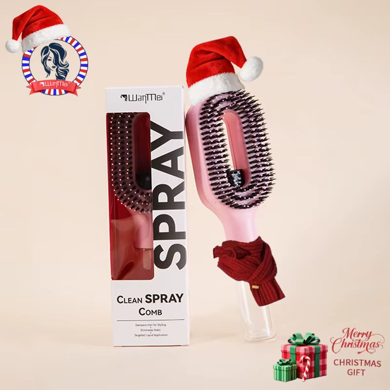 WANMEI 2-In-1 Multi-Functional Spray Bottle Comb,Christmas Gift,Wet Dry Scalp Massage Bristle Comb,Salon Fluffy Modeling Comb