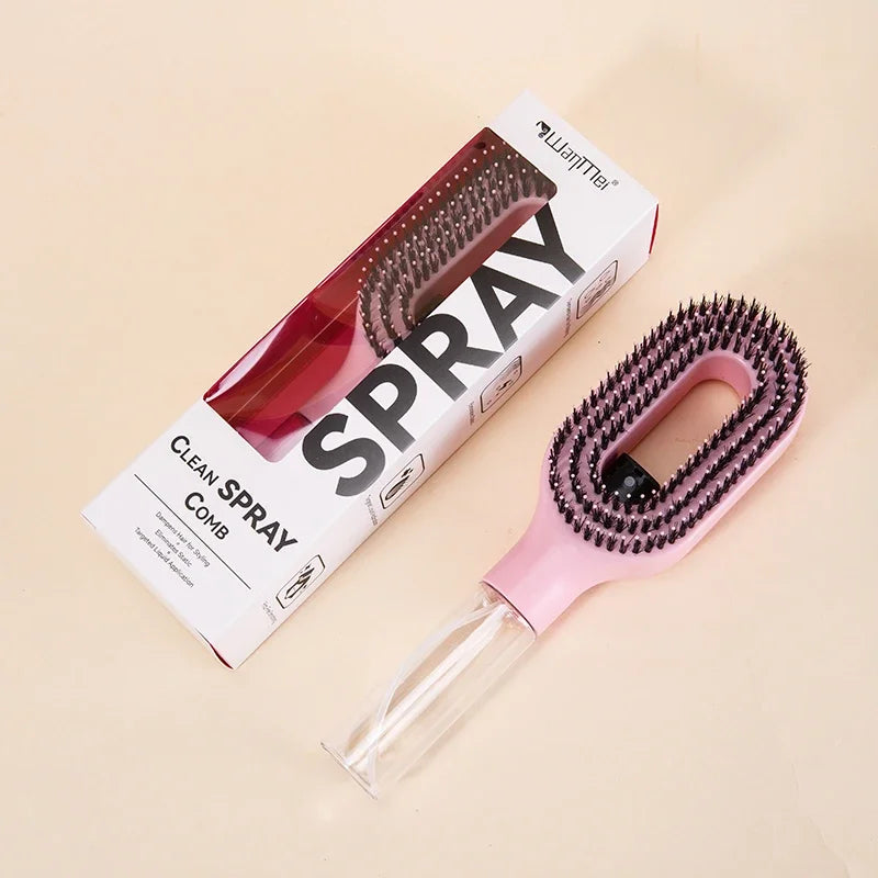 WANMEI 2-In-1 Multi-Functional Spray Bottle Comb,Christmas Gift,Wet Dry Scalp Massage Bristle Comb,Salon Fluffy Modeling Comb